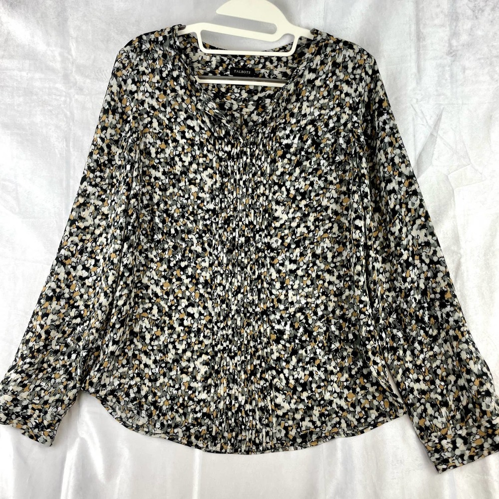 Talbots Multi-Color Pintuck Spotted Pattern Pullo… - image 1
